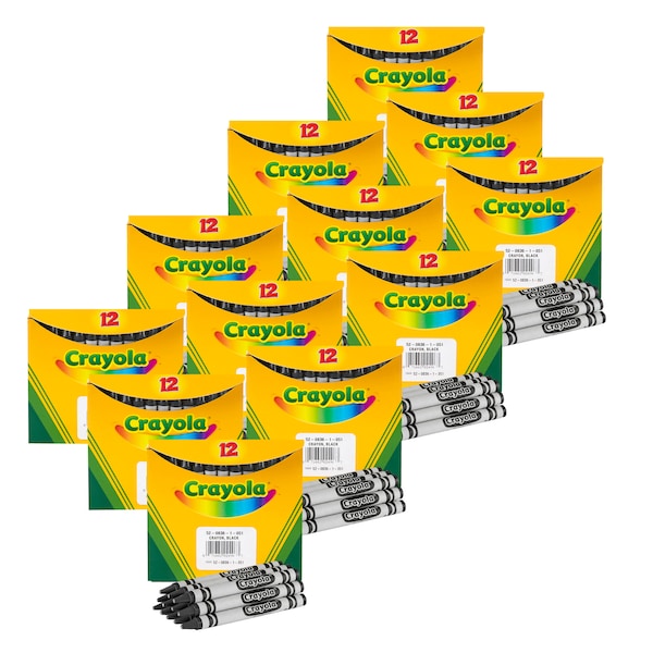 Bulk Crayons, Regular Size, Black, PK144